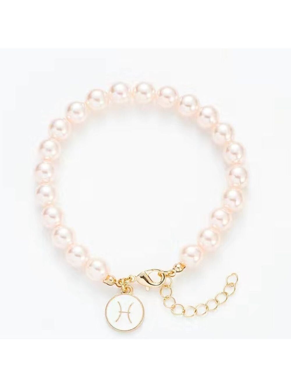 Pisces 14k gold horoscope beaded adjustable chain bracelet